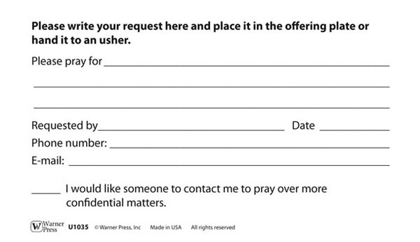 Prayer Request Card - U1035 (Pack of 50)