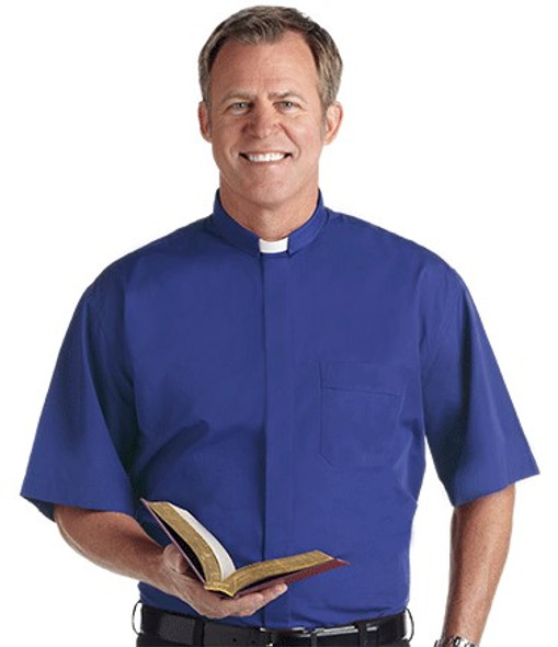 Murphy Men's Clergy Shirt Short Sleeve (Tab Collar) - Royal Blue Broadcloth