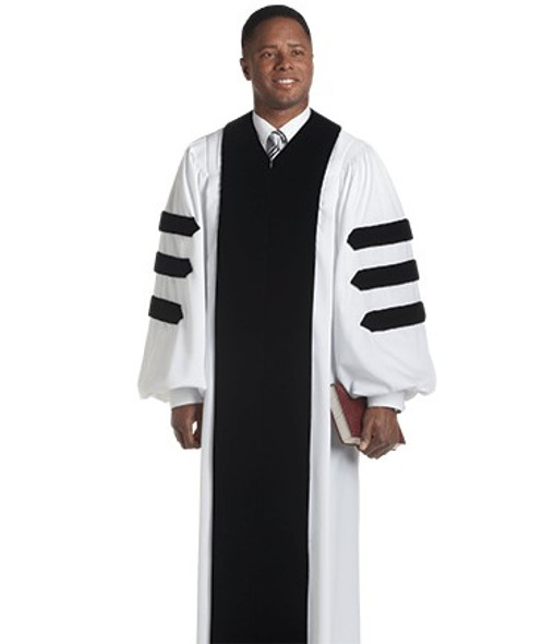 Men's Pulpit Robe Velvet Geneva - White Wonder Crepe - H116