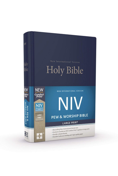NIV Pew Bible, Large Print (Hardcover, Navy) - Bulk Case of 12