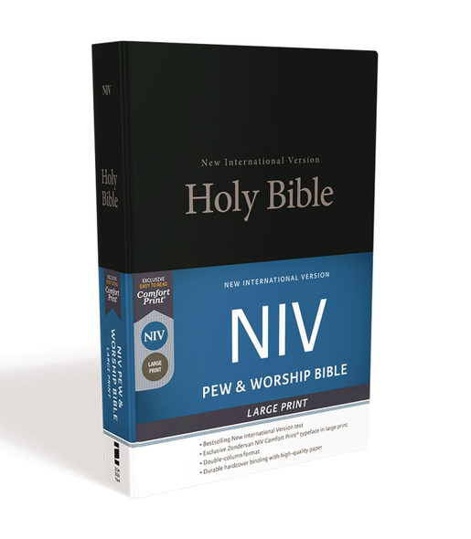NIV Pew Bible, Large Print (Hardcover, Black) - Bulk Case of 12