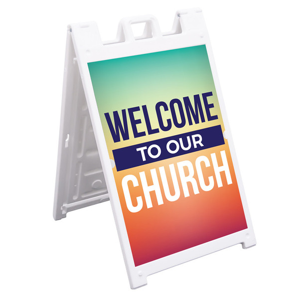 Welcome Back Vibrant Style - Deluxe A-Frame Sandwich Board Street