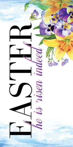 Easter Banner - Risen Indeed Floral Series - Easter Vertical