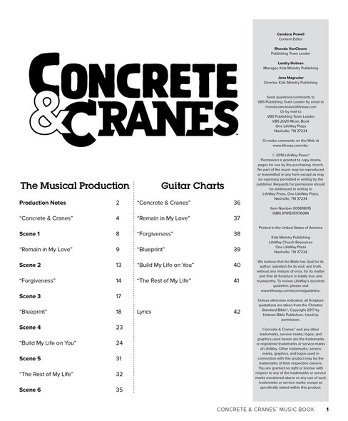 Music Book - Concrete & Cranes VBS 2020 by LifeWay