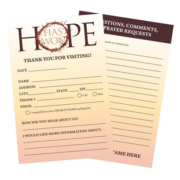 Customizable Easter Connection Cards - Hope Has Come - 5x3 Printed Size