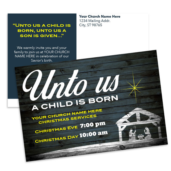 Customizable Christmas Postcards - Unto Us