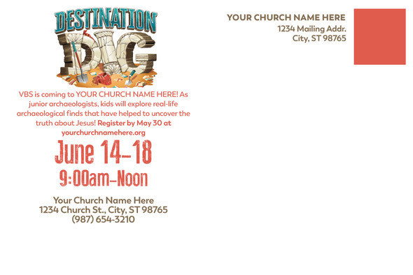 Custom VBS Postcards - Destination Dig VBS - PCDIG003
