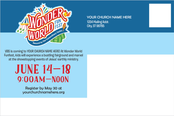 Custom VBS Postcards - Wonder World Funfest VBS - PCWOW005