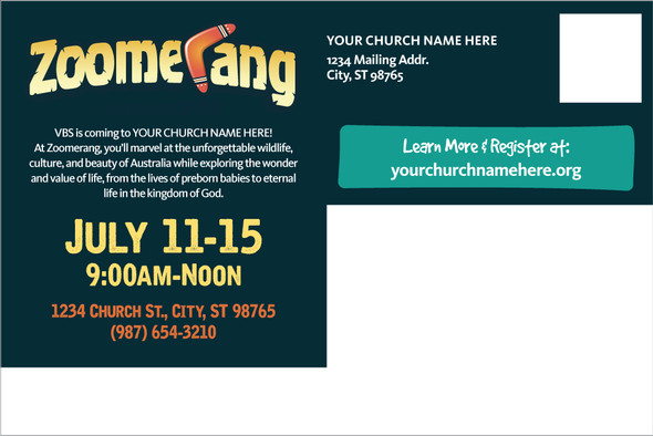 Custom VBS Postcards - Zoomerang VBS - PCZMG004