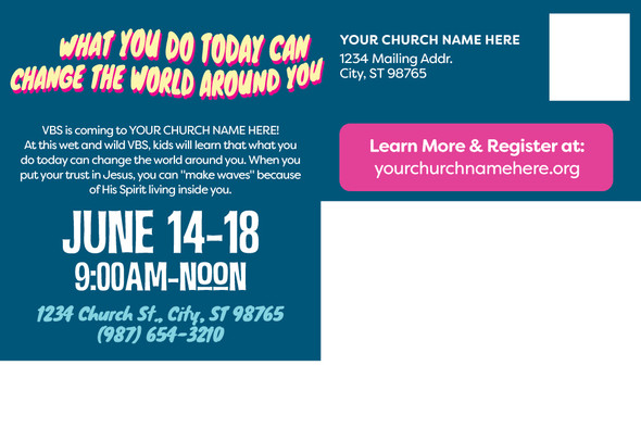 Custom VBS Postcards - Make Waves VBS - PCMWV002
