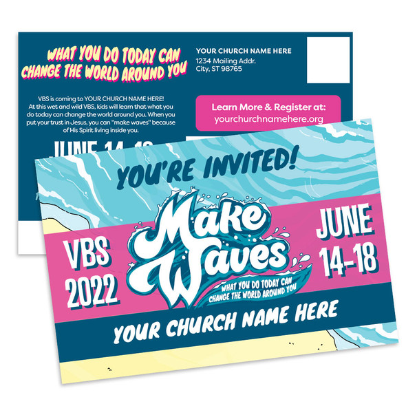 Custom VBS Postcards - Make Waves VBS - PCMWV002