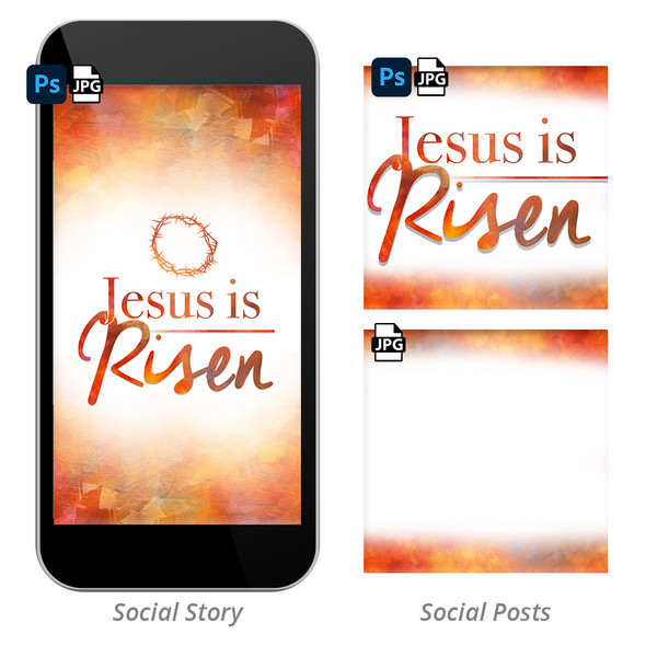 Digital + Printable Graphic Pack - Orange Easter Jesus Is Risen