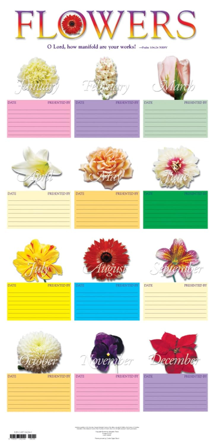 Flower Chart Sanctuary Flowers by Month