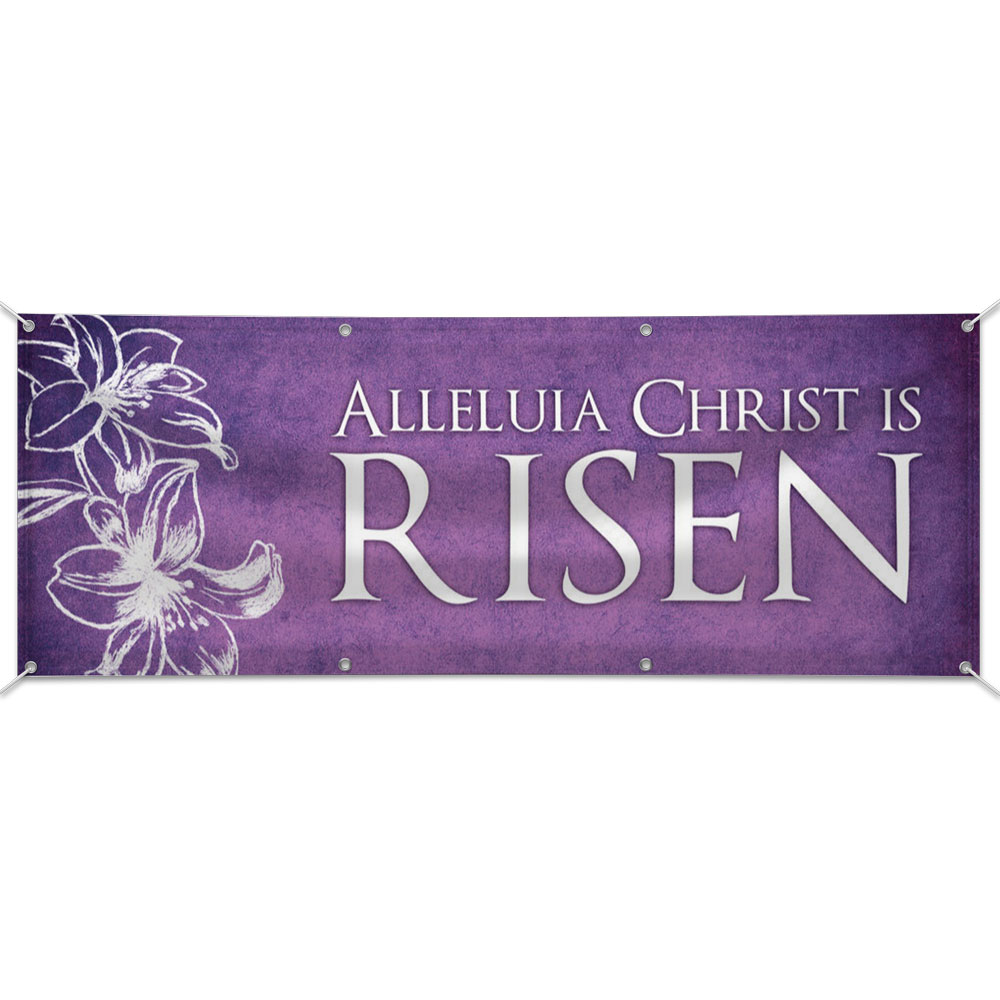 Customizable Outdoor Vinyl Banner - Alleluia Christ is Risen