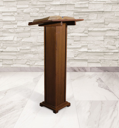 Square Base Lectern Pulpit - Maple Wood - Walnut Stain