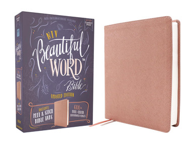 NIV Beautiful Word Bible: Peel/Stick Bible Tabs, Leathersoft, Pink
