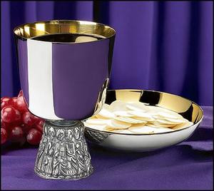 Last Supper Chalice and Bowl Paten Set - Nickle Plate | Concordia