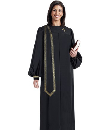 black clergy dress Womens Black Clergy Dress with Contrast Collar & Designer Buttons M (12-14)