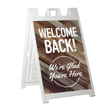 Welcome Back Wood Style - Deluxe A-Frame Sandwich Board Street Signs  (24x36)