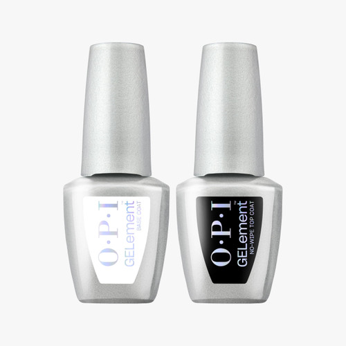 OPI GELement Base & No-Wipe Top Coat Bundle | LED Cure Gel Nail Polish | DIY Professional Salon Quality Gel-Manicure | Vegan Formula, Durable Wear with High Shine Finish | 0.3 Fl Oz.