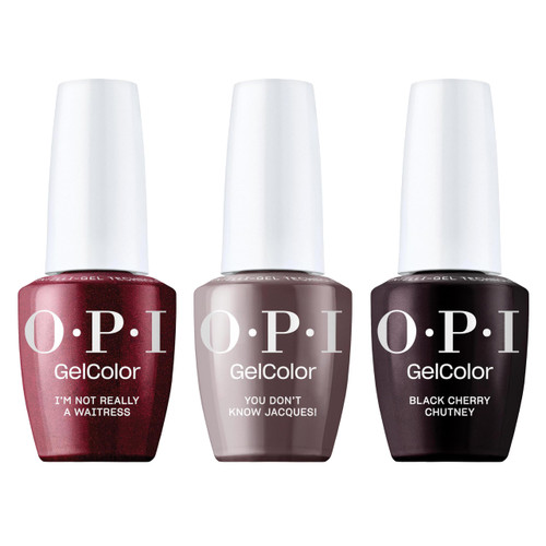 OPI GelColor Iconic Shades Gel Nail Polish Trio Bundle | I'm Not Really a Waitress + You Don't Know Jacques! + Black Cherry Chutney Crème UV Cure Gel Polish Colors