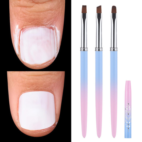 INENK for OPI Nail Polish Remover, 3PCS Nail Clean UP Brushes for Cleaning Polish Mistakes on the Cuticles, Acetone Resistant Nail Brush for Nail Art and Designs