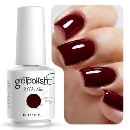 Vishine Gelpolish Professional UV LED Soak Off Varnish Color Gel Nail Polish Manicure Salon Dark Red(1418)