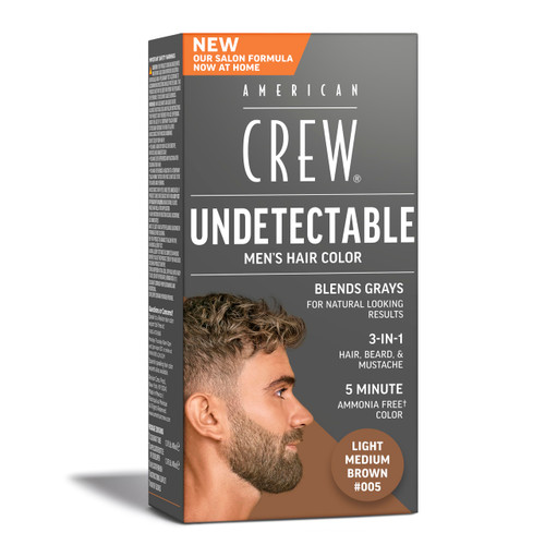 American Crew Undetectable Men's Hair Color |Light Medium Brown Demi-Permanent Hair Dye | Natural-Looking Gray Coverage for Men, 005 Light Medium Brown, 1 pack