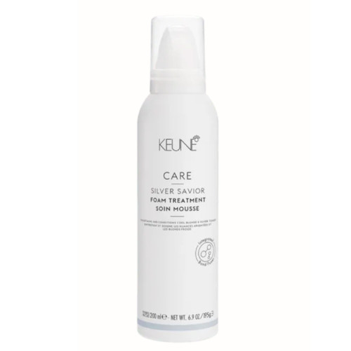 Keune Care Silver Savior Foam Treatment, Toning & Moisturizing Leave-In Mousse for Blonde & Grey Hair, 6.9 Fl Oz