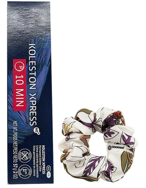 Koleston Xpress 7/1-7/A Medium Blonde Ash Permanent Hair Color | 10-Minute Gray Coverage and Goomee Scrunchie (Bundle)