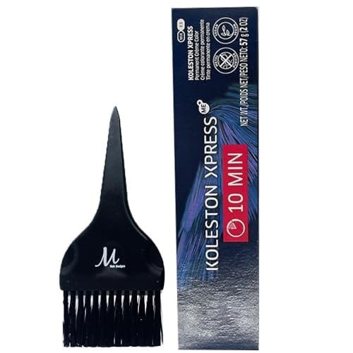 Koleston Xpress 10/-10/N Lightest Blonde/Neutral Permanent Hair Color | Koleston Express 10-Minute Gray Coverage and M Hair Designs Tint Brush (Bundle)