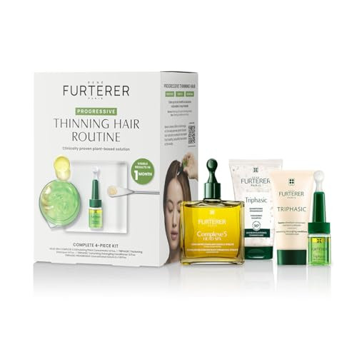 Rene Furterer Triphasic Progressive Concentrated Serum for Hereditary, Hormonal Thinning Hair - Drug-Free - Receding Hairline - Leave-In - Sulfate, Paraben, Silicone-Free - 8 ct., 30-Day Supply