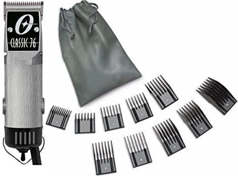 Oster Classic 76 Brushed Aluminum Color Limited Edition Hair Clipper + 10 PC Comb Set