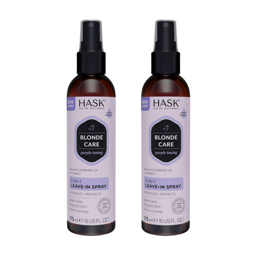 HASK BLONDE CARE 5-IN-1 Leave-In Spray Conditioner 2 Piece Bundle- vegan formula, cruelty free, color safe, gluten-free, sulfate-free, paraben-free