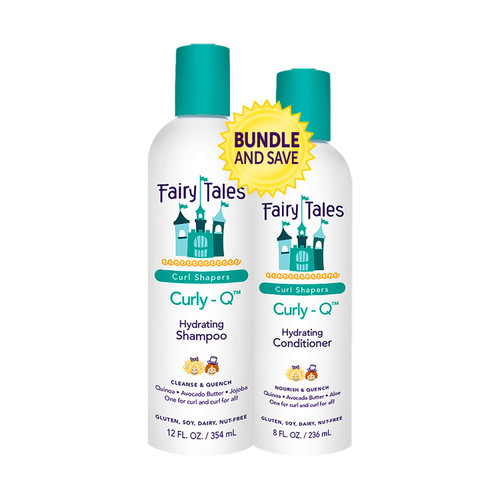 Fairy Tales Curly-Q Daily Hydrating Shampoo for Kids - Shampoo 12oz and Conditioner 8oz for Curly Hair - Paraben Free, Sulfate Free, Gluten Free, Nut Free