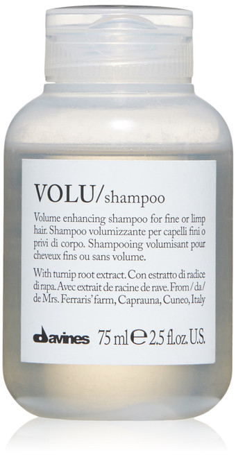 Davines VOLU Shampoo, Volumizing Gentle Cleansing Action for Fine or Limp Hair - Making it Soft and Light with a Lasting Boost of Body and Volume, Travel Size, 2.54 Fl Oz