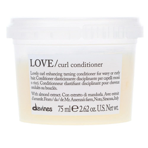 Davines LOVE Curl Conditioner, Enhancing Taming Protein-Rich Formula for Wavy and Curly Hair - Elasticizing Treatment Gives Softness & Volume with Almond Extract, Travel Size, 2.54 Fl Oz