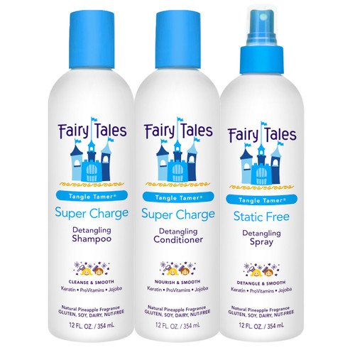 Fairy Tales Tangle Tamer Detangling Shampoo and Conditioner for Kids plus Detangling Spray - Ultra Moisturizing and Anti Frizz Protection - Paraben Free, Sulfate Free - 12 Oz (3 pack)