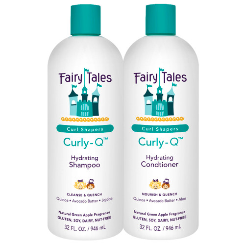 Fairy Tales Curly-Q Hydrating Shampoo and Conditioner for Kids - Paraben, Sulfate, Gluten and Nut Free - For All Curl Types Including Multi Cultural Hair – 32 Oz (2 Pack)