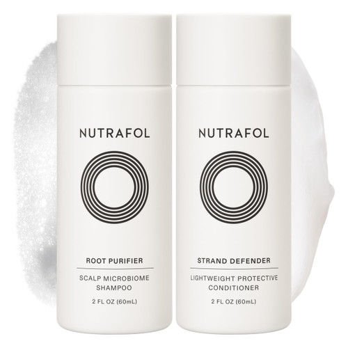 Nutrafol Shampoo and Conditioner, Full of Strength Gift Set in Travel Size, Cleanse and Protect Hair and Scalp, Improves Hair Volume, Strength and Texture, Physician-formulated - 2 Fl Oz Bottles