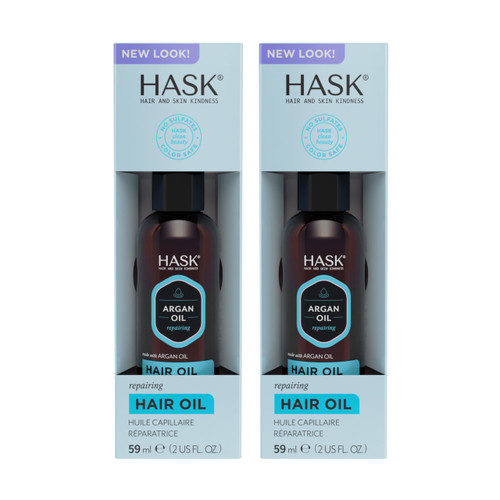HASK ARGAN Repairing Hair Oil for shine and frizz control for all hair types, color safe, gluten free, sulfate free, paraben free - 2 Hair Oils