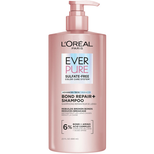 L'Oreal Paris Sulfate Free Bond Repair+ Shampoo, Hair Shampoo with Amino Acid Complex, Strengthens and Repairs Damaged or Color Treated Hair, EverPure, 23 Fl Oz (Packaging May Vary)