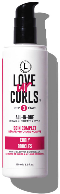 Love Ur Curls All in One Curl Cream Styler, Anti Frizz Curling Cream for Curly Hair, Repair, Define, Hydrate & Style with Shea Butter, 250mL