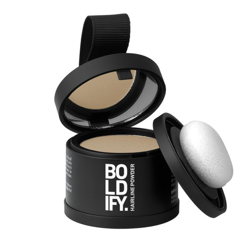 BOLDIFY Hairline Powder - Water-Resistant Root Touch Up Hair Color for Gray Coverage - 24-Hour Stain-Proof, Mess-Free Hair Powder for Thinning Hair - Medium Blonde