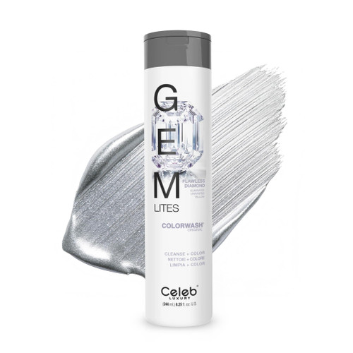Celeb Luxury Gem Lites Colorwash, Professional Semi-Permanent Hair Color Depositing Shampoo, Flawless Diamond, 8.25 Fl Oz (Pack of 1)