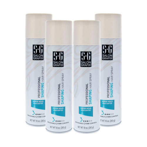 Salon Grafix Shaping Hair Spray - Flexible and Brushable - Hairspray for Women and Men - Professional Quality Results - Super Hold Unscented - 4 pc.