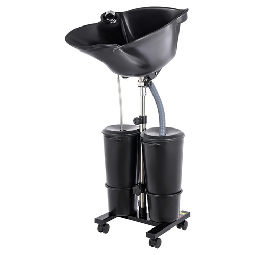 Portable Shampoo Basin with Pump and Wheels, Adjustable Height Salon Shampoo Bowl for Wheelchair Hair Wash, Mobile Hair Washing Station for Home Salon, Elderly & Bedridden Patient Care