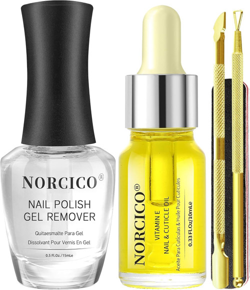 Gel Polish Remover, Cuticle Oil for Nails (10ml) & Pro-Tools, Fast-Acting ​Gel Nail Remover (15ml) Works in 2-5 Mins, No Soak for Salon-Quality At-Home Manicure, Gentle Formula with Moisturizing Care