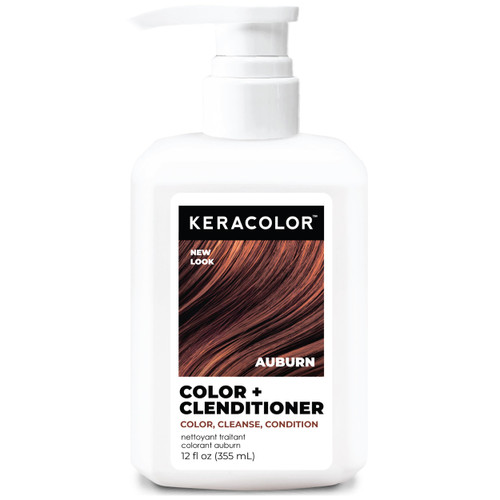 Keracolor Color + Clenditioner 3-in-1 Color-Depositing Conditioner, Gently Cleanses & Conditions, Semi-Permanent Auburn Hair Color, 12 Fl Oz