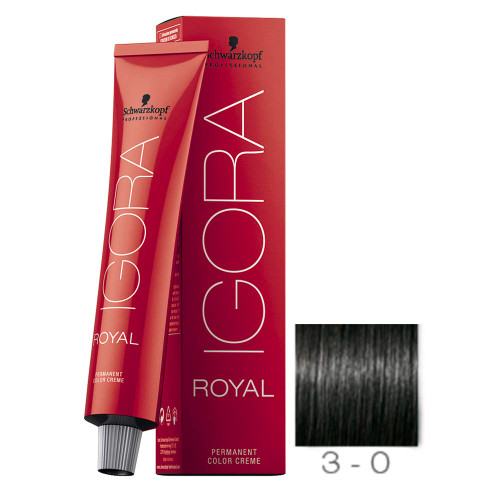 Schwarzkopf Professional Igora Royal Permanent Color Creme, 3-0, Dark Brown, 60 Gram